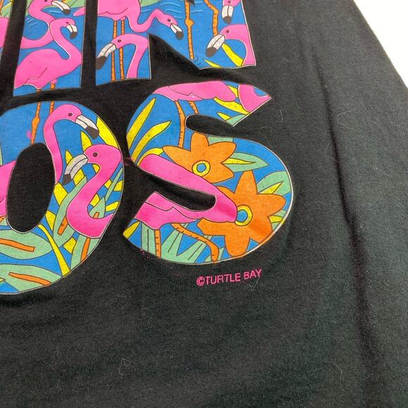 Vtg 80s 90s Single Stitch Turtle Bay Flamingo Neon Art T Shirt 3XL Sleep Big - Picture 2 of 10